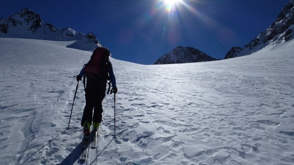 Im oberen, flachen Gletscherbecken des Rotmoosferners. - Ötztal