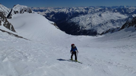 View across the Planferner to the South Tyrolean Parseiertal - Ötztal